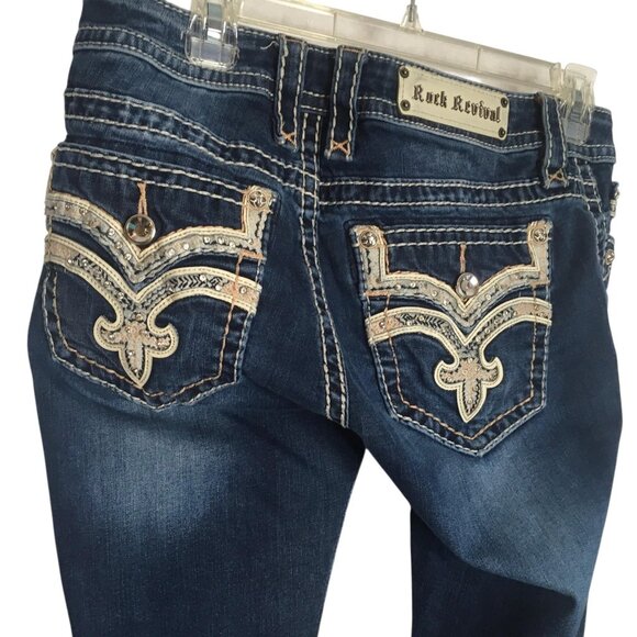 Rock Revival Jeans Womens 30 Iselin Capri Embellished Pockets Stretch E9439P - Picture 11 of 14
